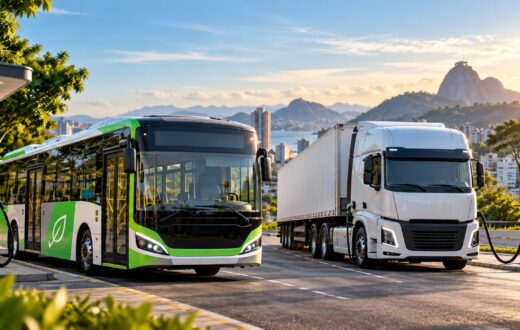 Onibus-e-caminhao-eletricos-ao-por-do-sol